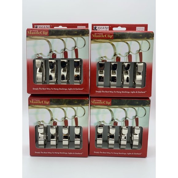 MantleClip 16 pack, Silver, Holiday Mantle Stocking Holder, Light, Garland Decor - Picture 1 of 5